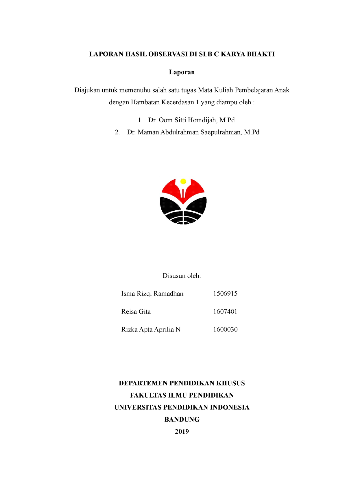 Laporan - Tugas - LAPORAN HASIL OBSERVASI DI SLB C KARYA BHAKTI Laporan ...