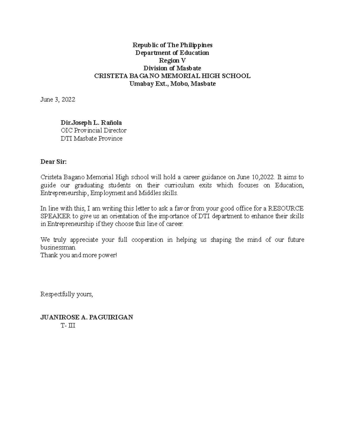 Invitation Letter For Guest Speaker Deped at saspulleyblog Blog