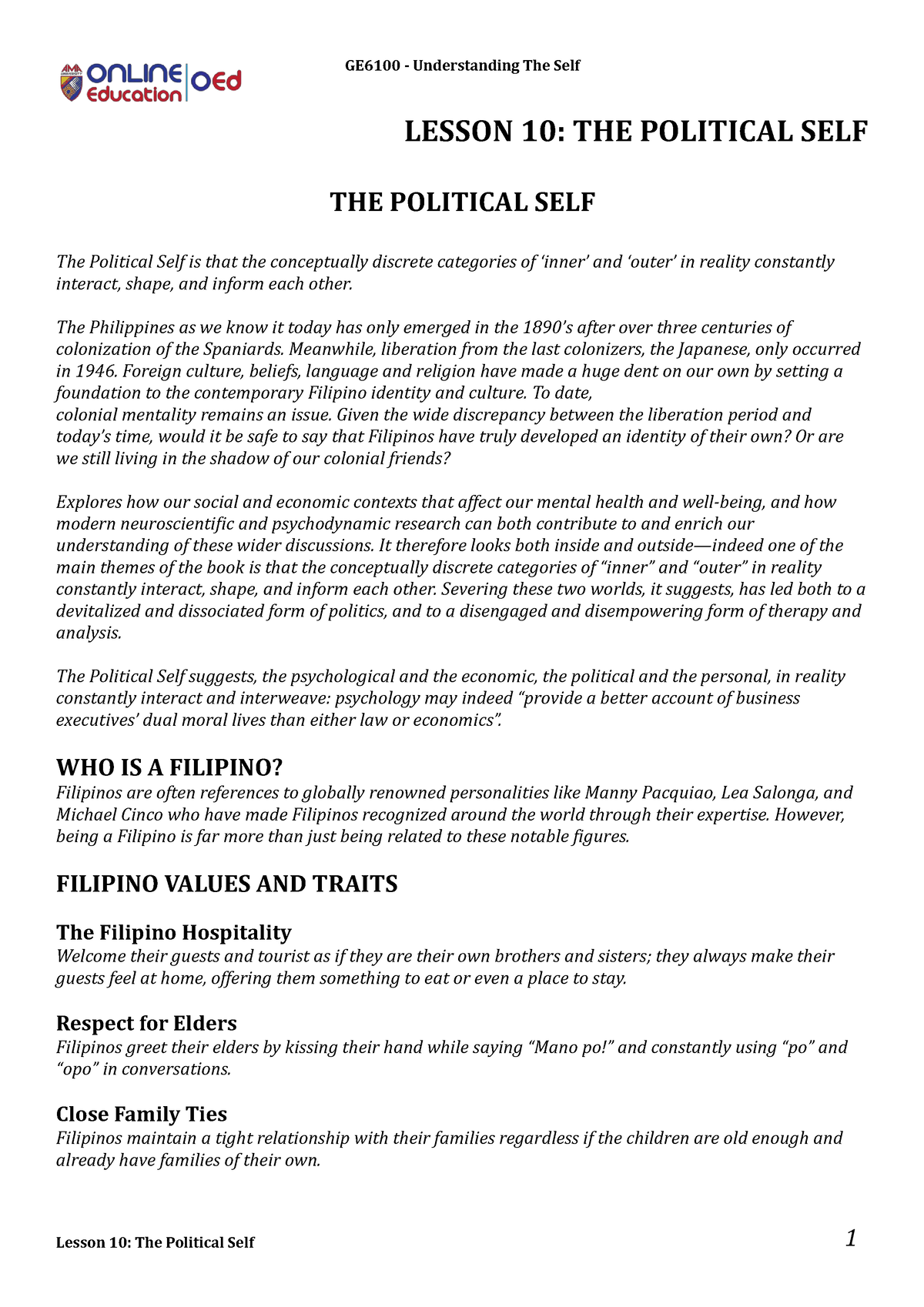 lesson-10-the-political-self-ge6100-understanding-the-self-lesson