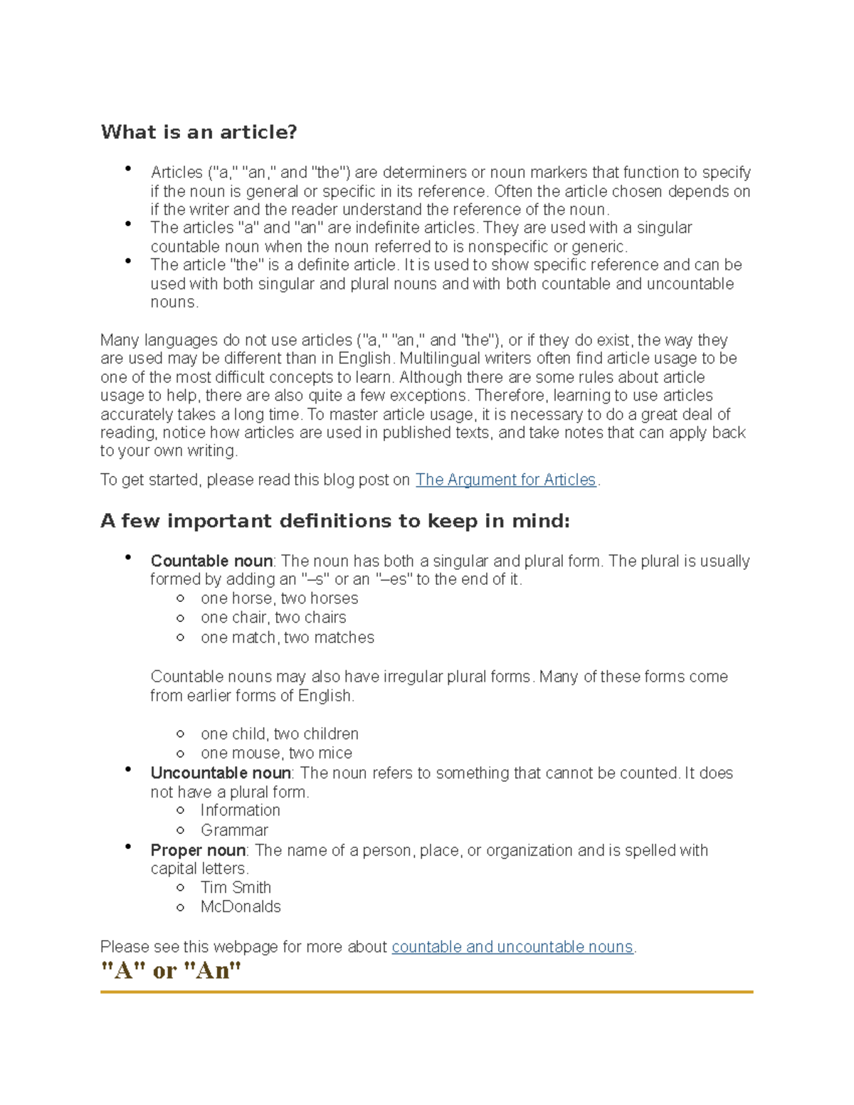 What is article solution What is an article? Articles ("a," "an," and