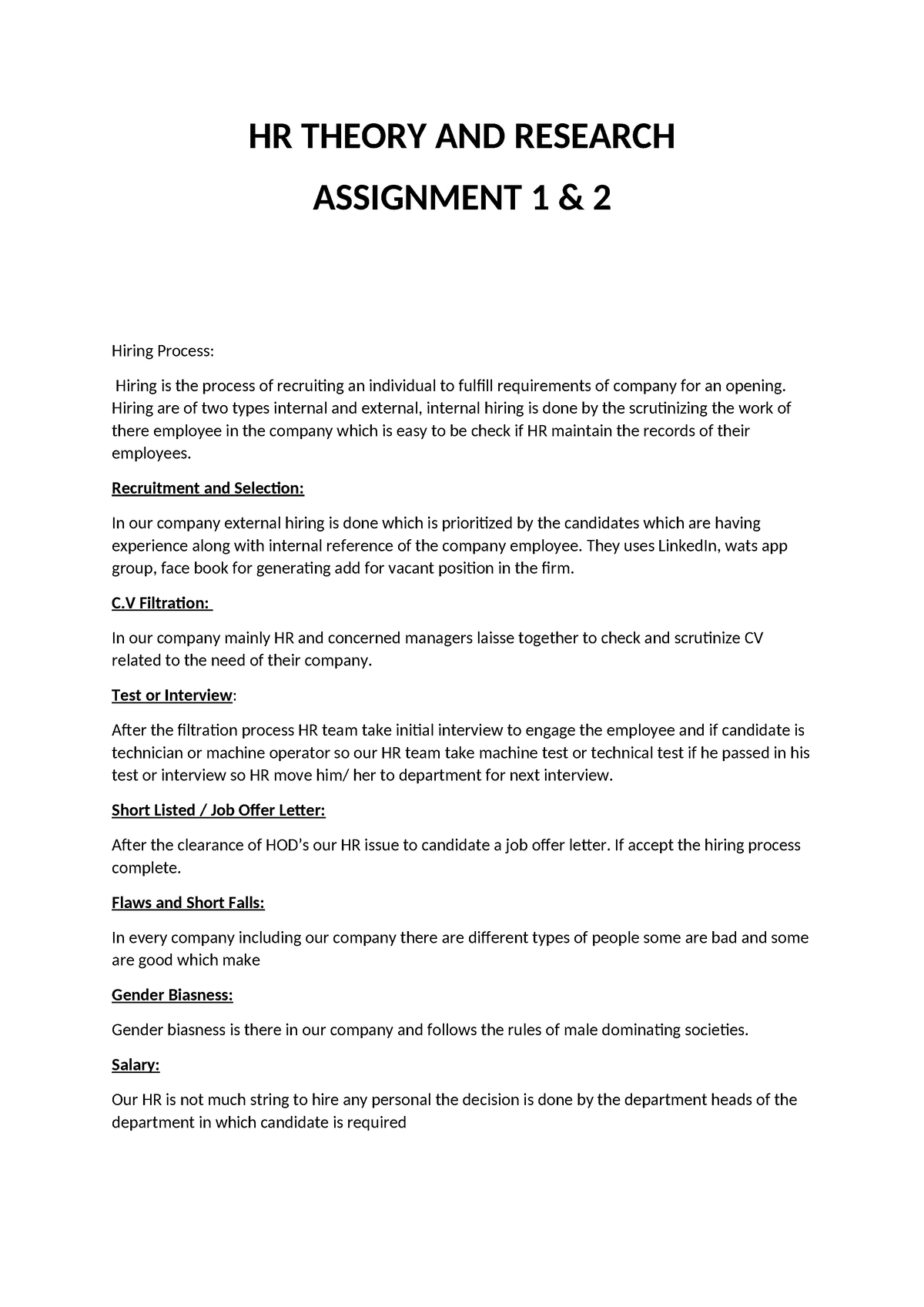 assignment for hiring