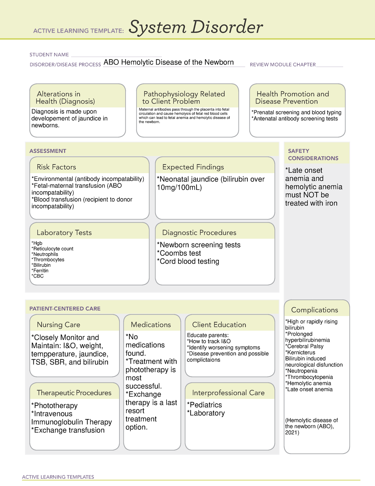Thrombocytopenia System Disorder Template