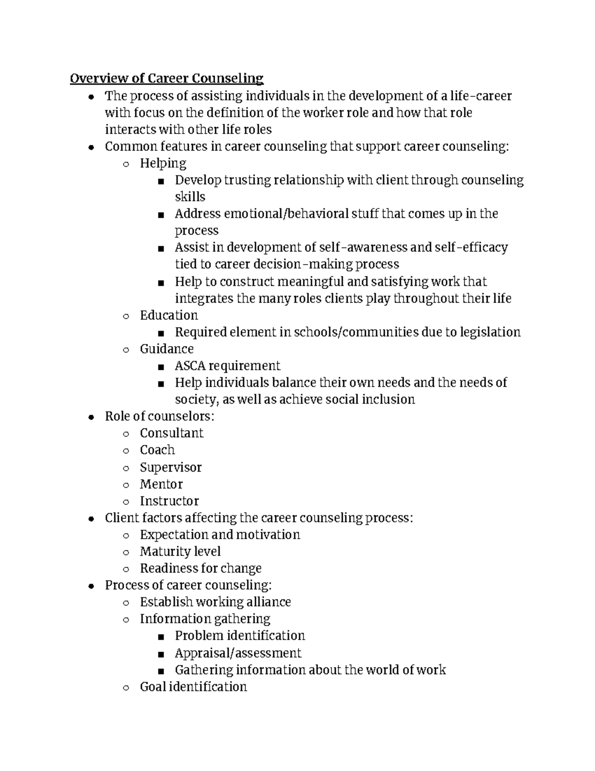 Career Counseling Ch 6 And 7 Counseling Process And Assessment 