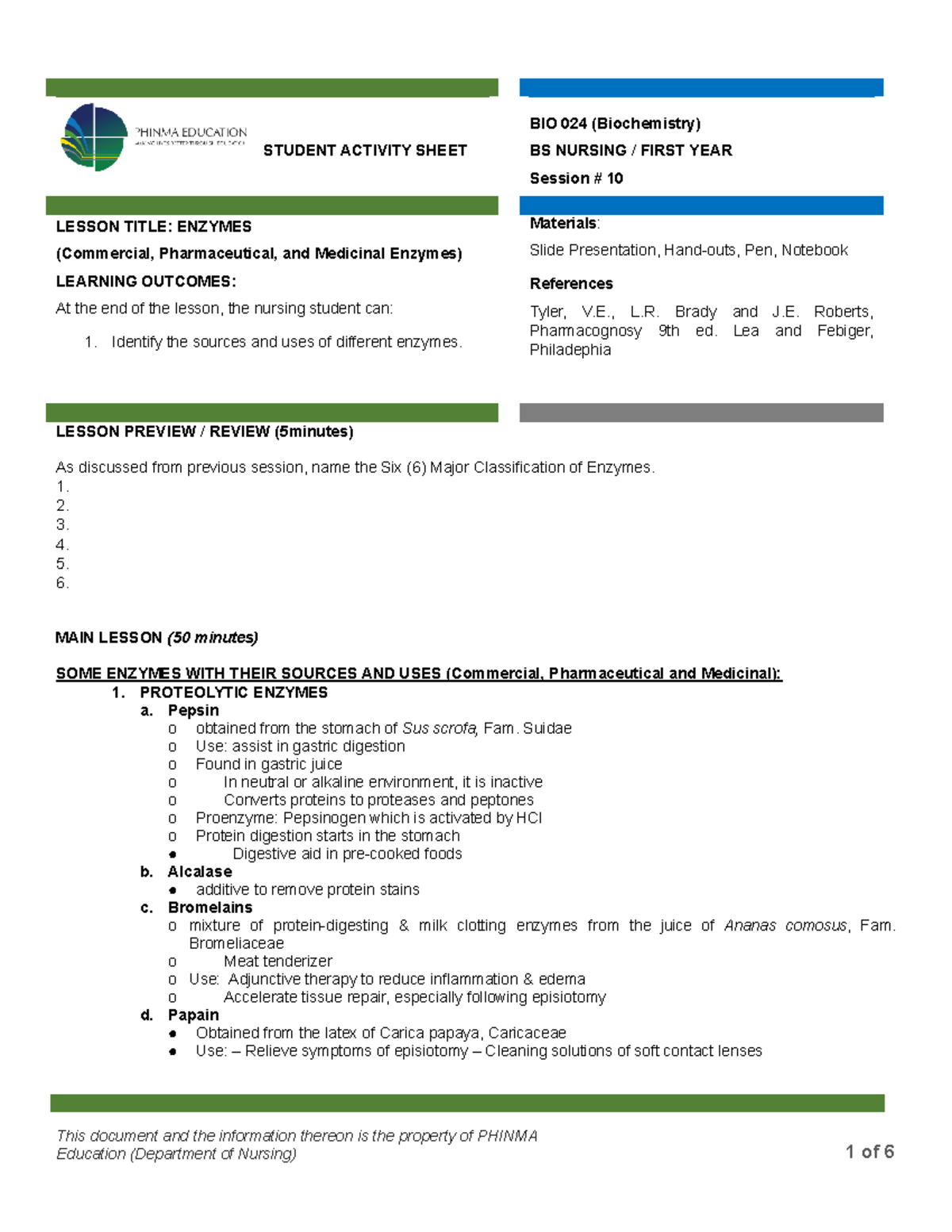 BIO 024 Session 10 - BIOCHEM - FAYE SALUD - STUDENT ACTIVITY SHEET BIO ...