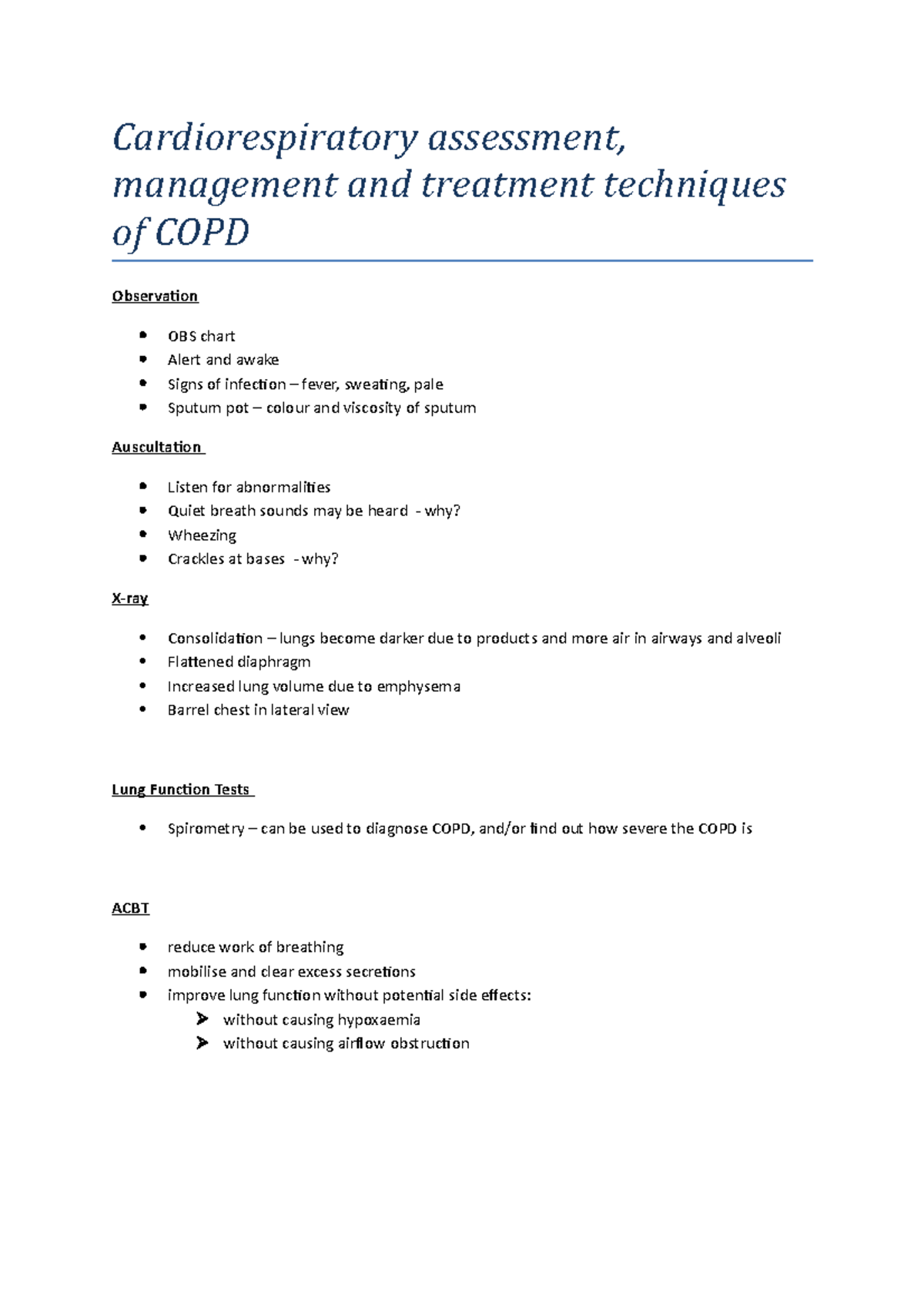 Lecture Notes, Cardiorespiratory Assessment Of Copd - Cardiorespiratory ...