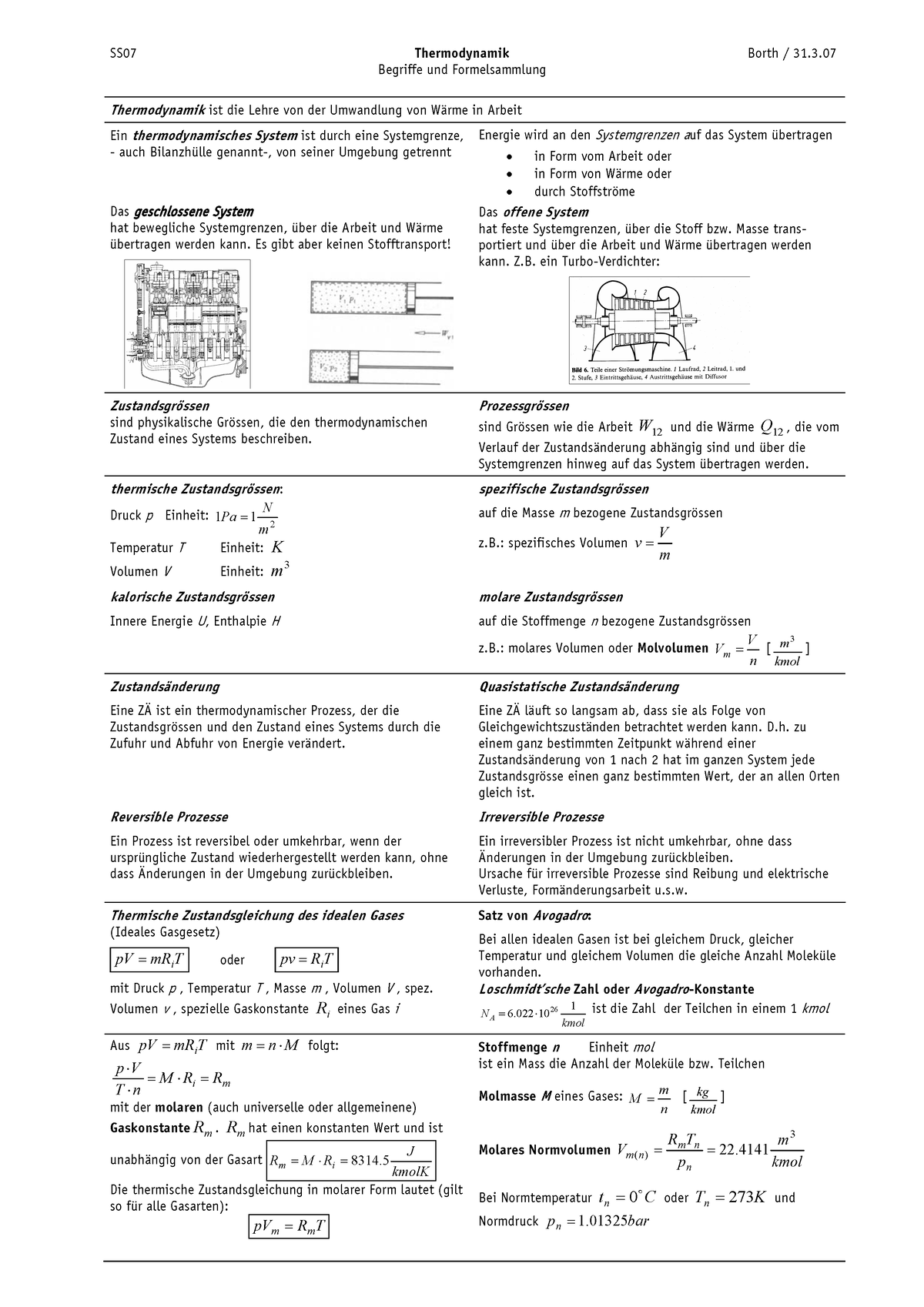 Thermo Formelsammlung HS07 - SS07 Thermodynamik Borth / 31. Begriffe ...