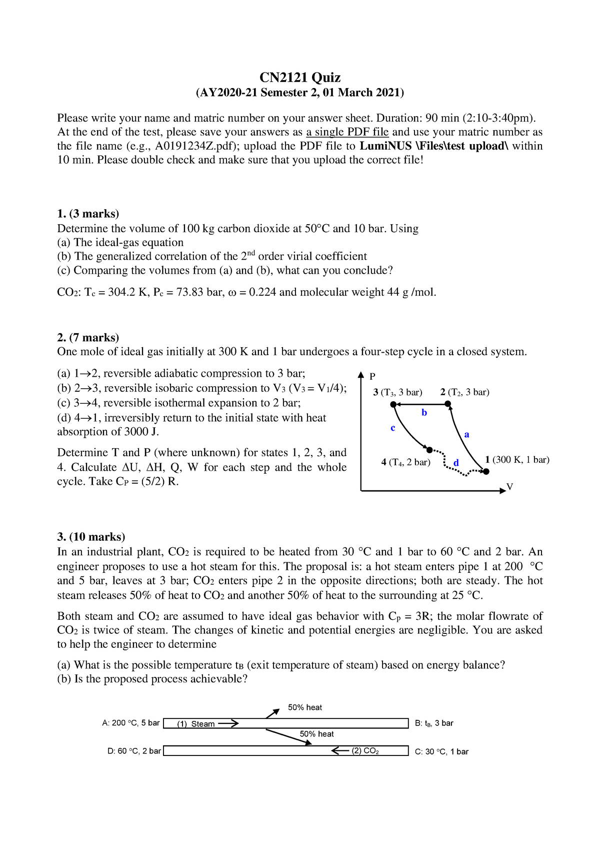 2021 Quiz[ 4596] CN2121 SEM 1 NATIONAL UNI OF SINGAPORE CHEMICAL ...