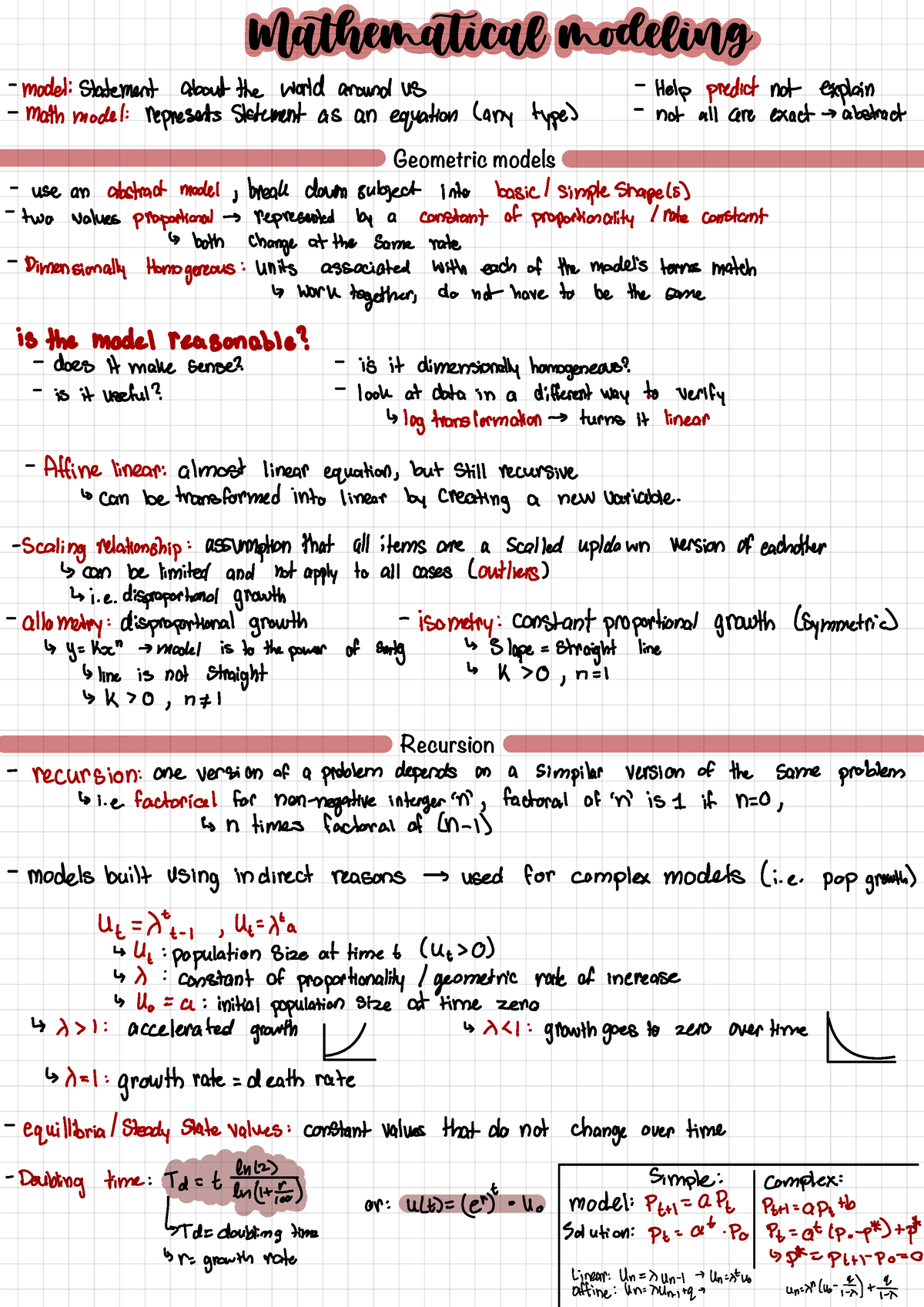 Mathematical modeling - Ma ematical modeling Geometric models Recursion ...