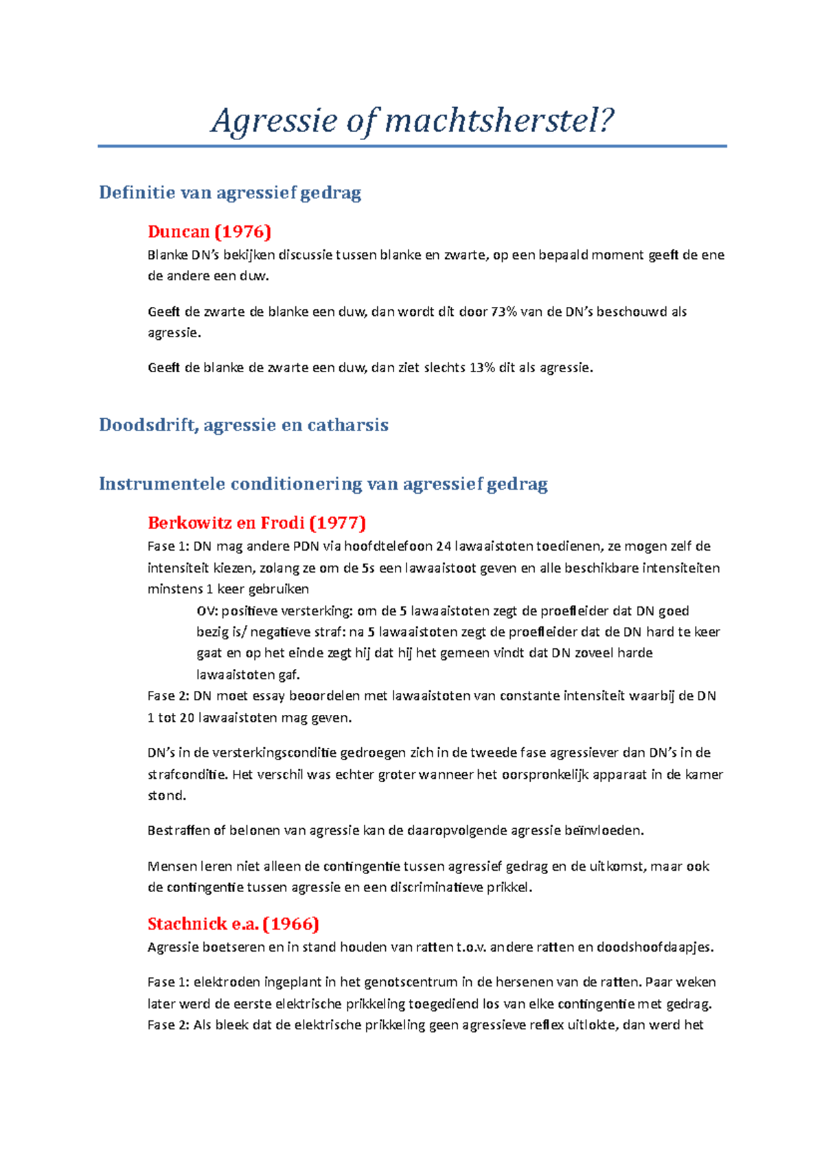 Agressie of machtsherstel, samenvatting - Agressie of machtsherstel ...