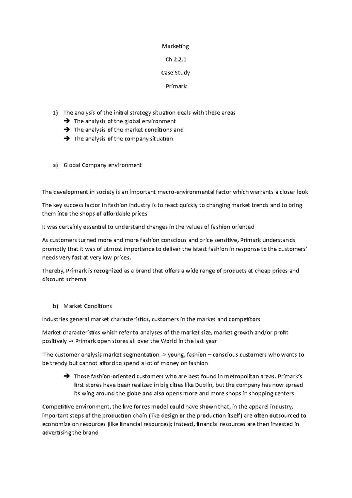 Marketing case study ch 2.2.1 Primark - Marketing Ch 2. Case Study ...
