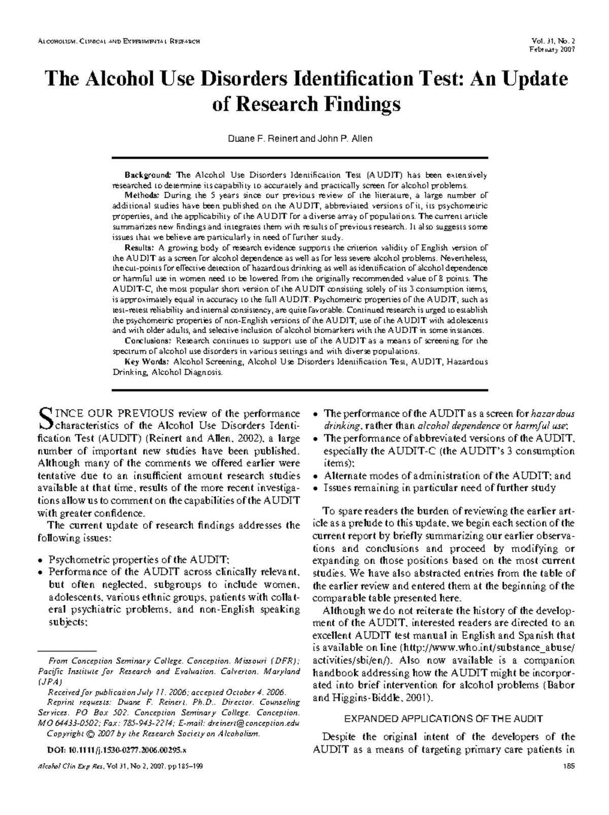 2007thealcoholusedisordersidentificationtest anupdateof