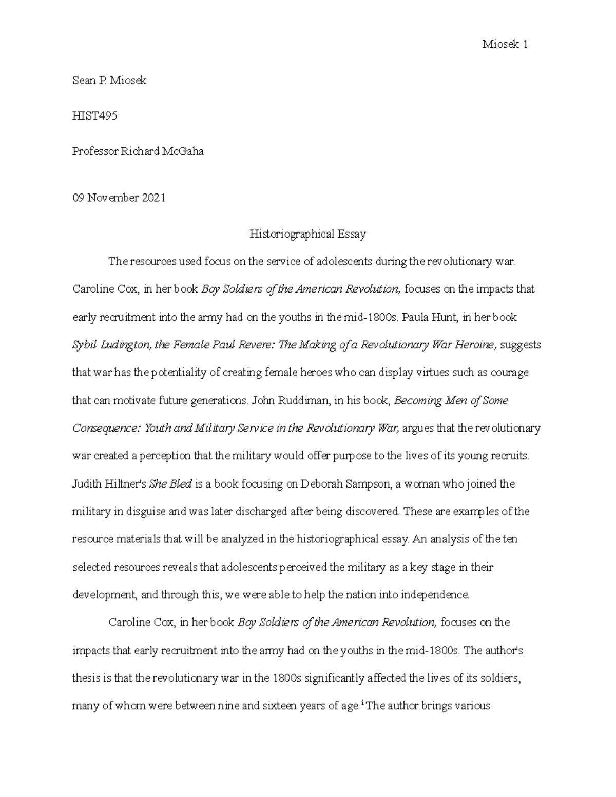 what is an historiographical essay