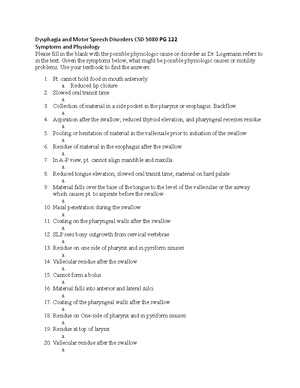 Dysphagia Notes 6:13:22 - Dysphagia Notes 6/13/ I. Psychosocial well ...