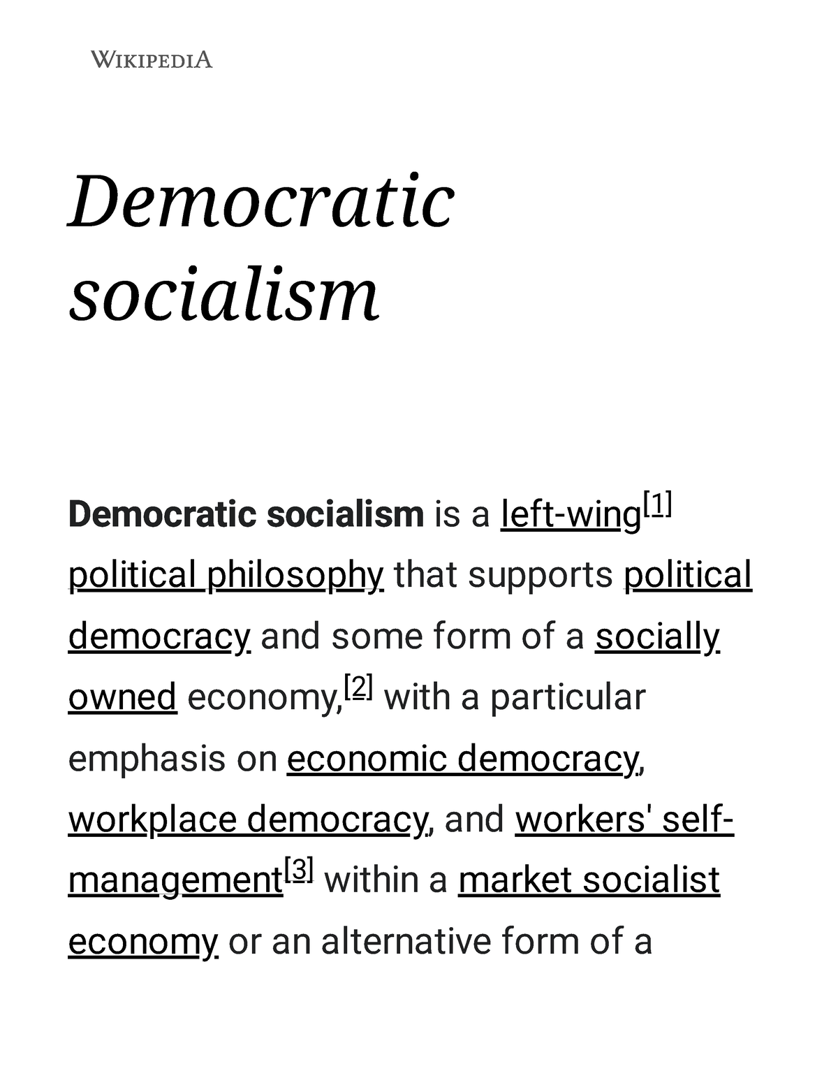 Democratic socialism - Wikipedia - Democratic socialism Democrati c ...