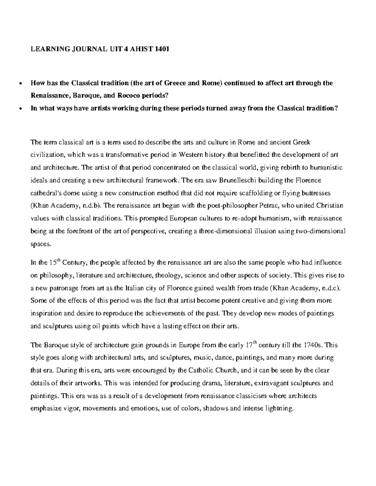 Learning Journal UIT 4 Ahist 1401 - LEARNING JOURNAL UIT 4 AHIST 1401 ...