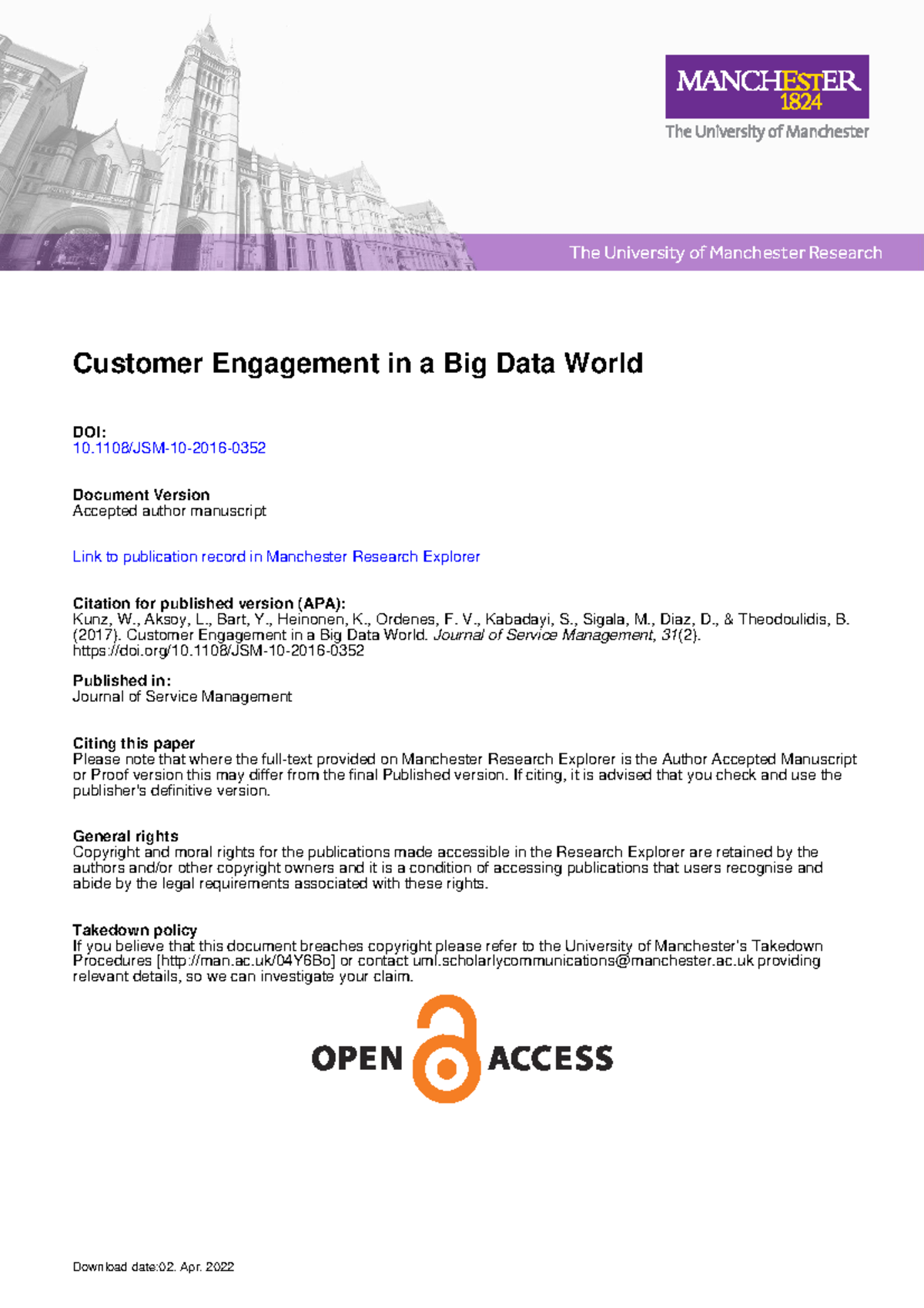 PDF su marketing e big data analytics - The University of Manchester ...