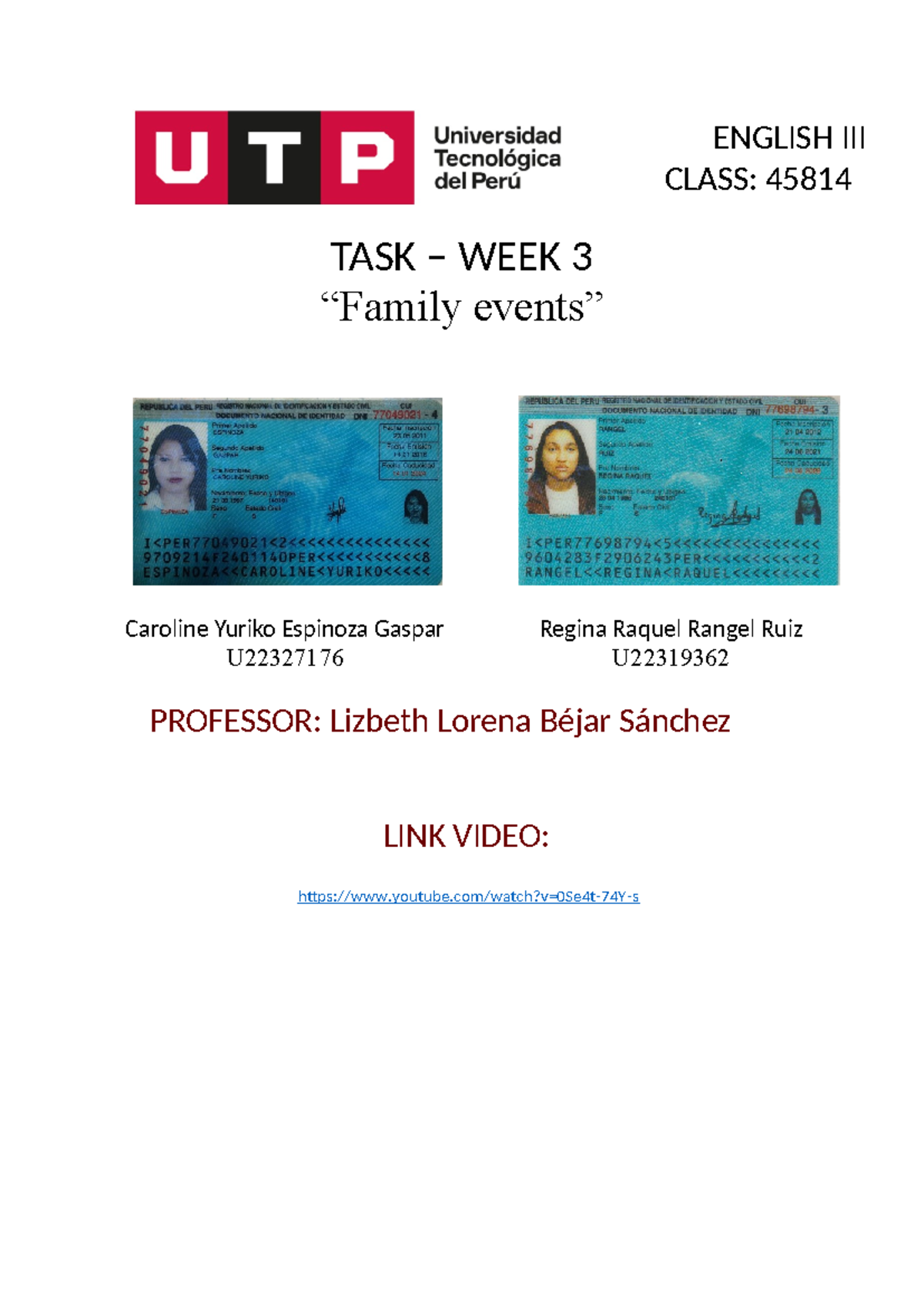 TASK-WEEK 3 - ESPERO PUEDA AYUDAR - Ingles III - youtube/watch?v=0Se4t ...
