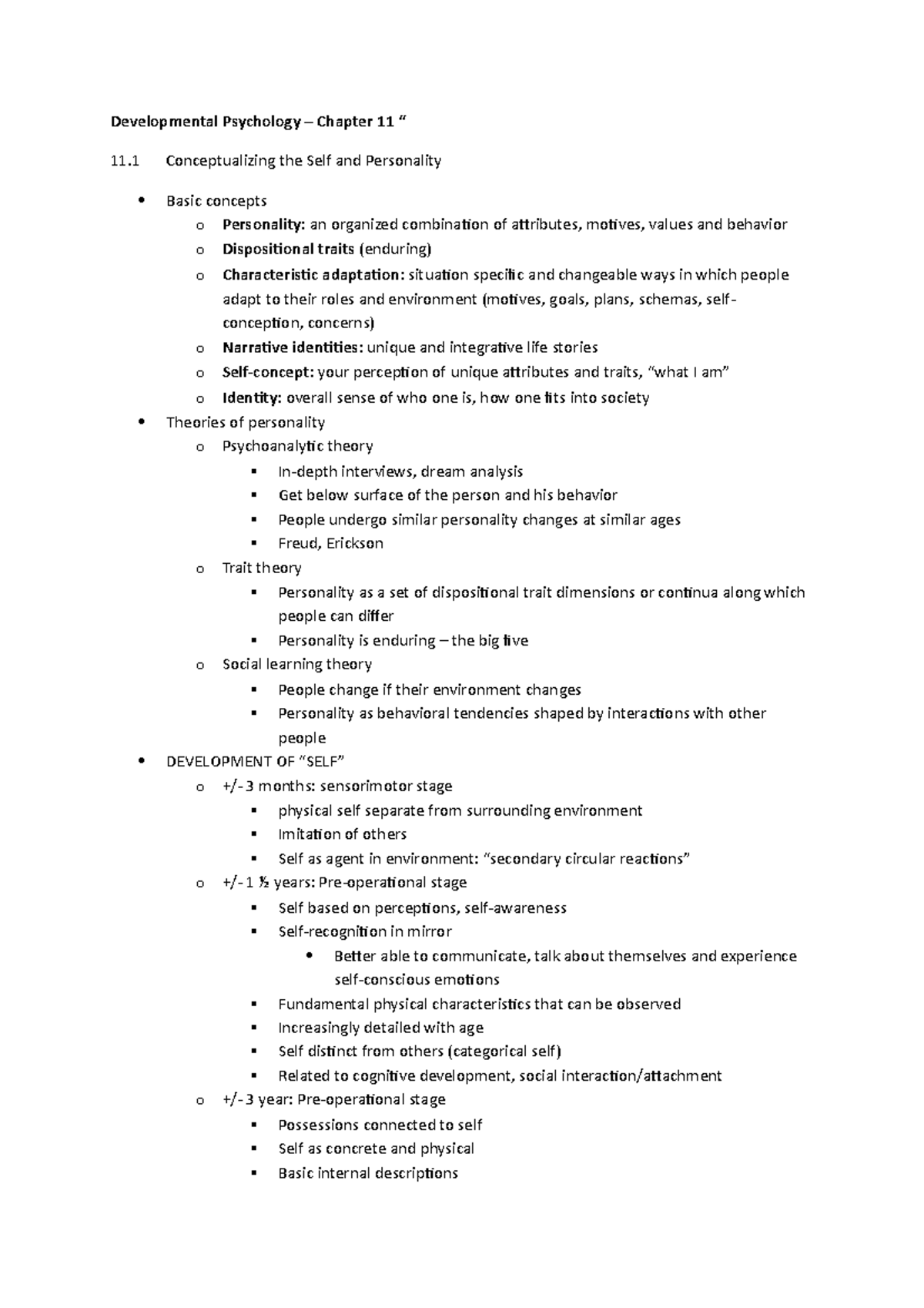 Chapter 11 - The Conceptualization of Self and Personality ...