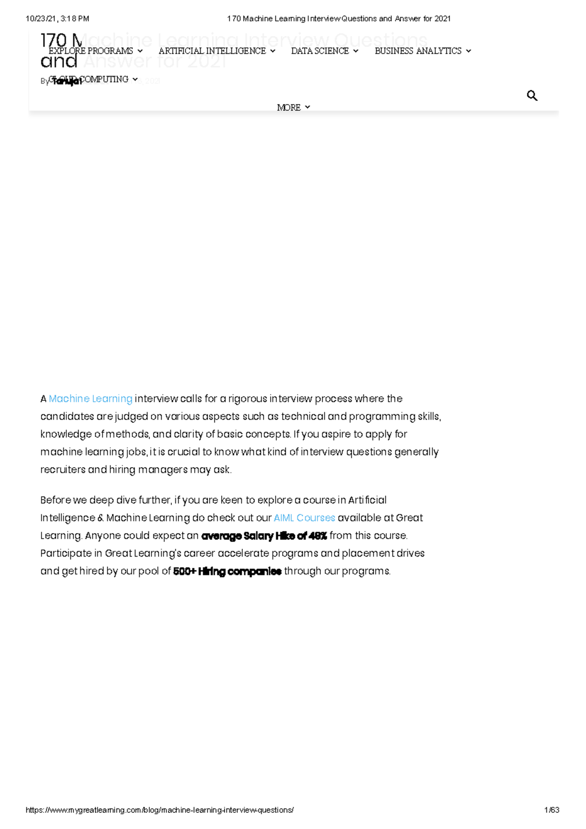 170 Machine Learning Interview Questions And Answer For 2021 If You