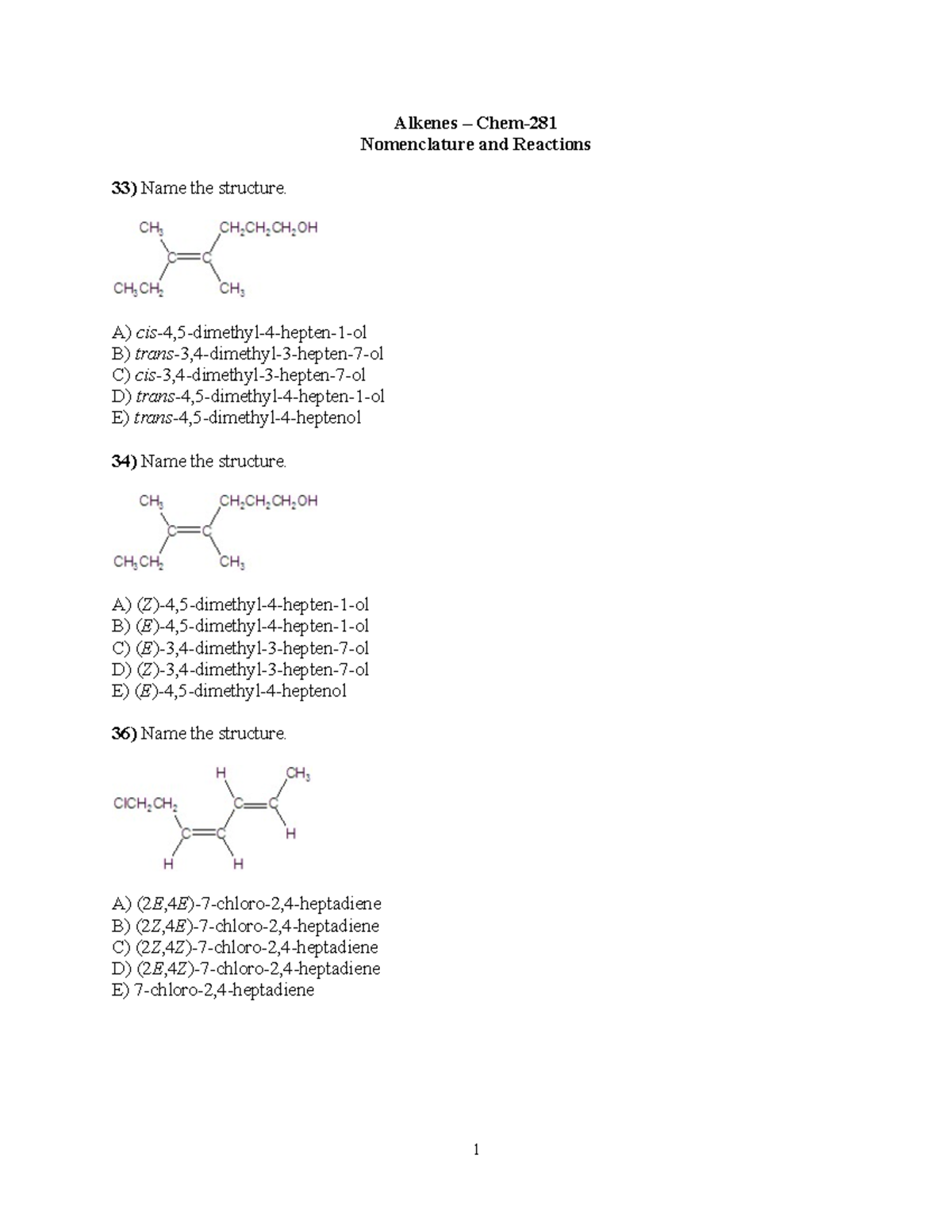 Alkenes Extra Qu-2023 - dddasdasdasdsa - GEOB 102 - UBC - Studocu