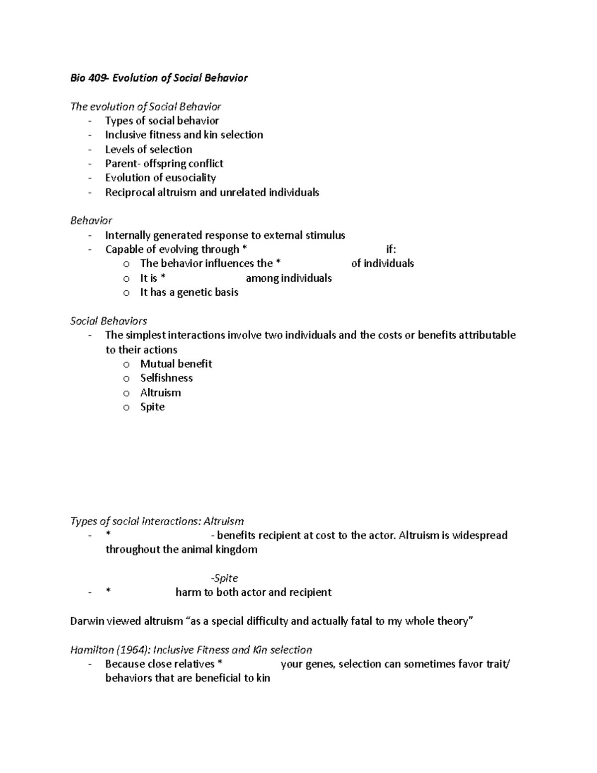 bio-409-social-behavior-bio-409-evolution-of-social-behavior-the