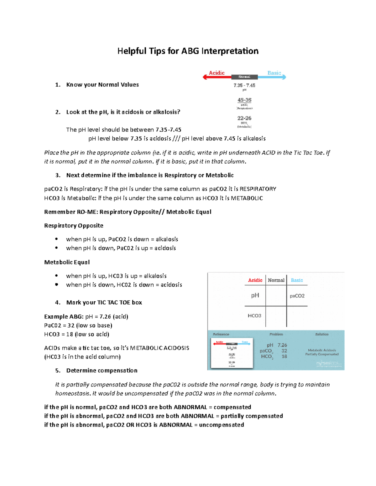 Tic Tac Toe For Abg Interpretation Helpful Tips For Abg Interpretation Know Your Normal Values 7523