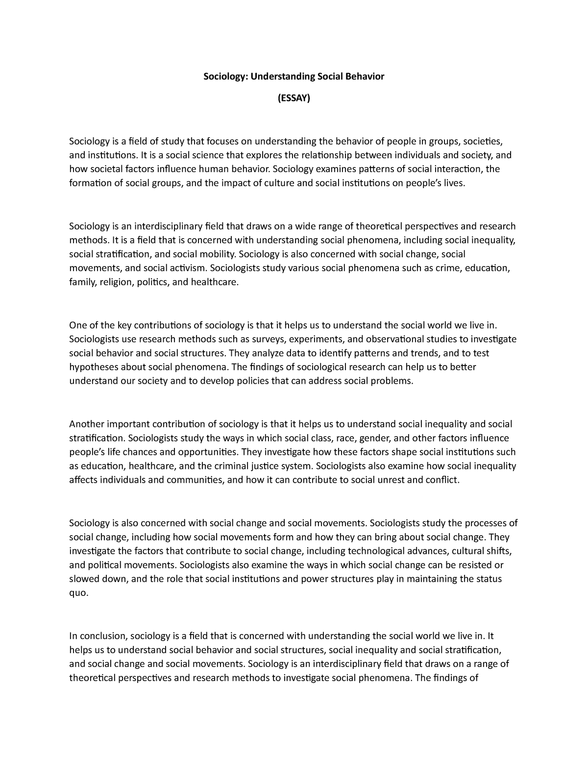 what is social behavior essay