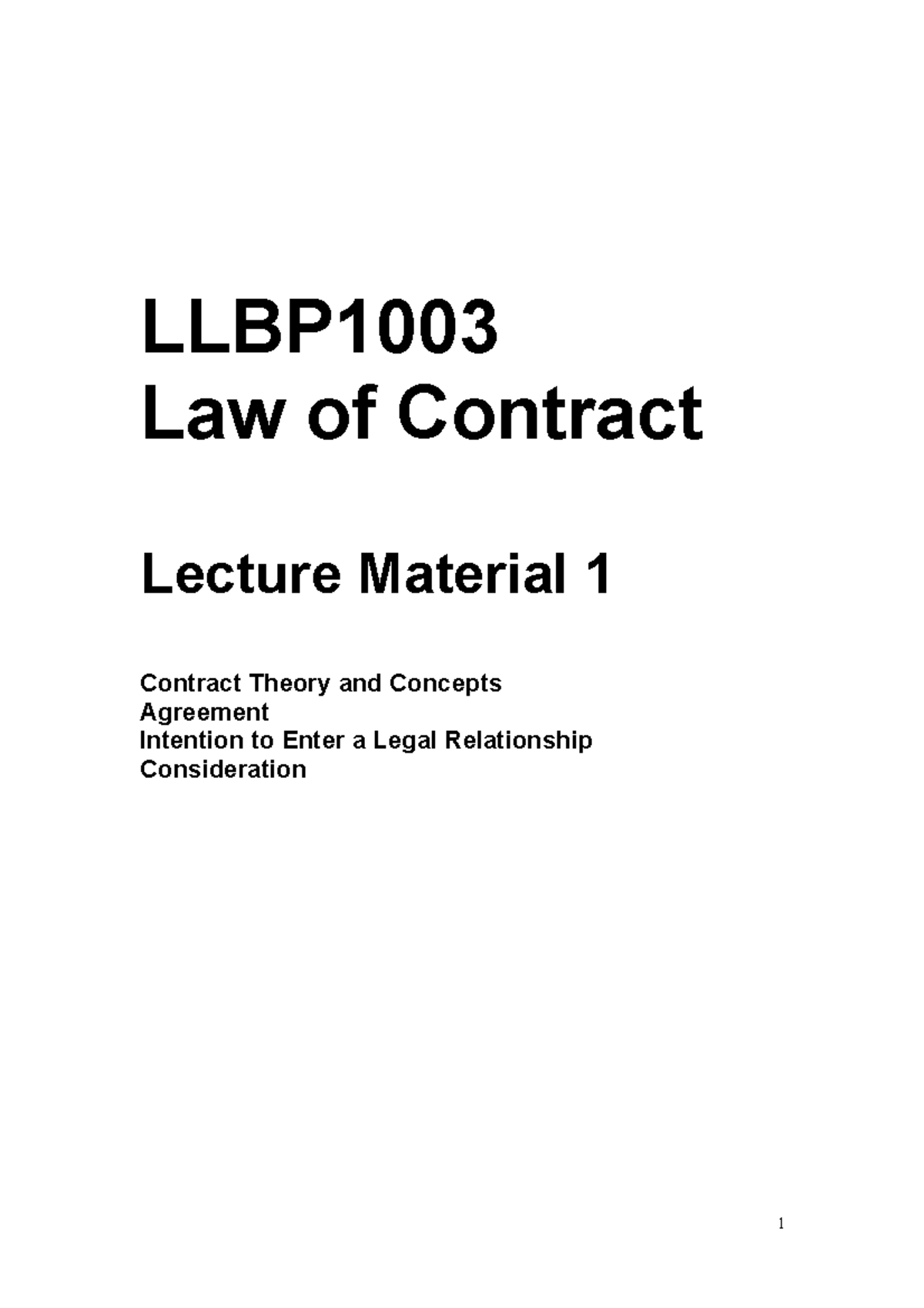 Estoppel LLBP Law of Contract Lecture Material 1 Contract Theory and