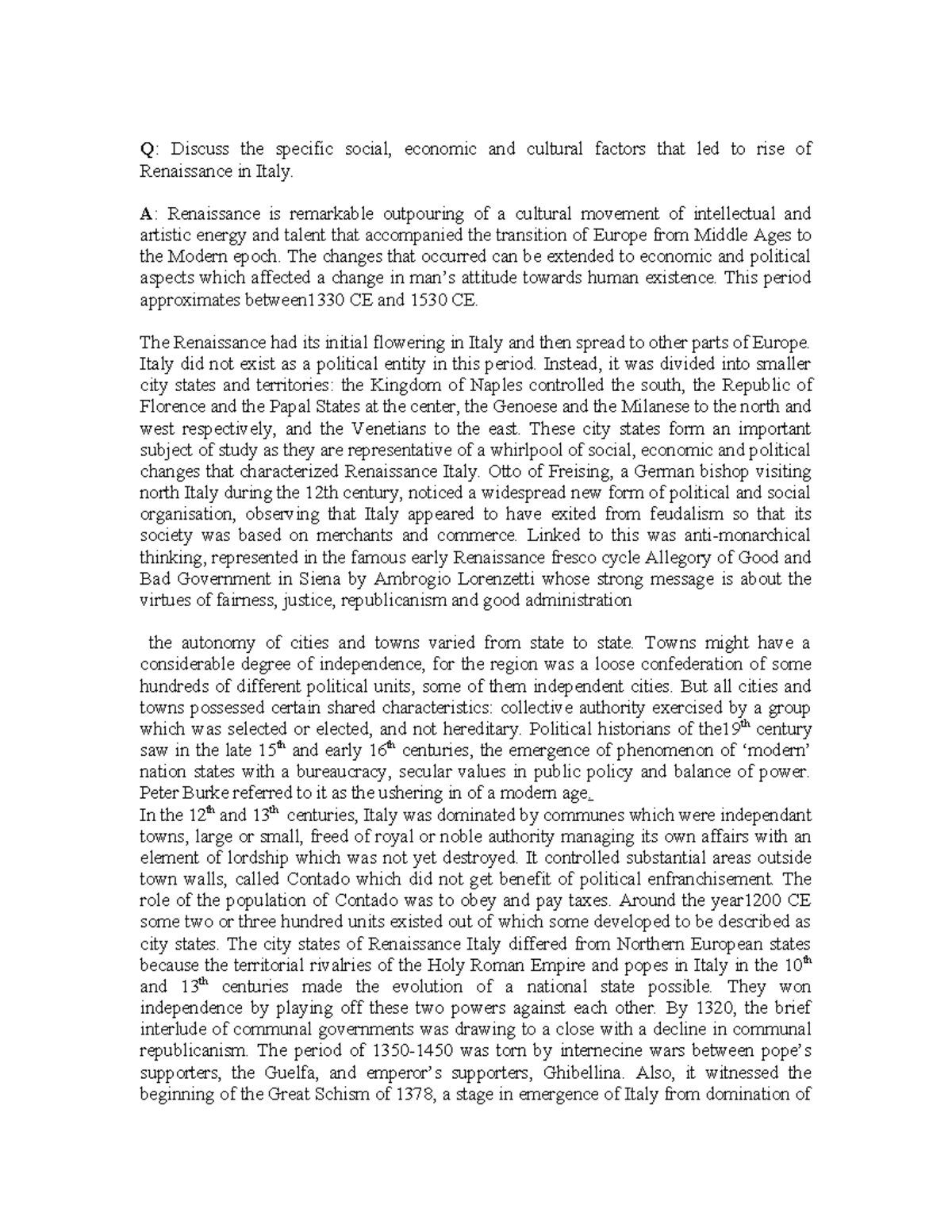 History major assignment Q Discuss the specific social, economic and