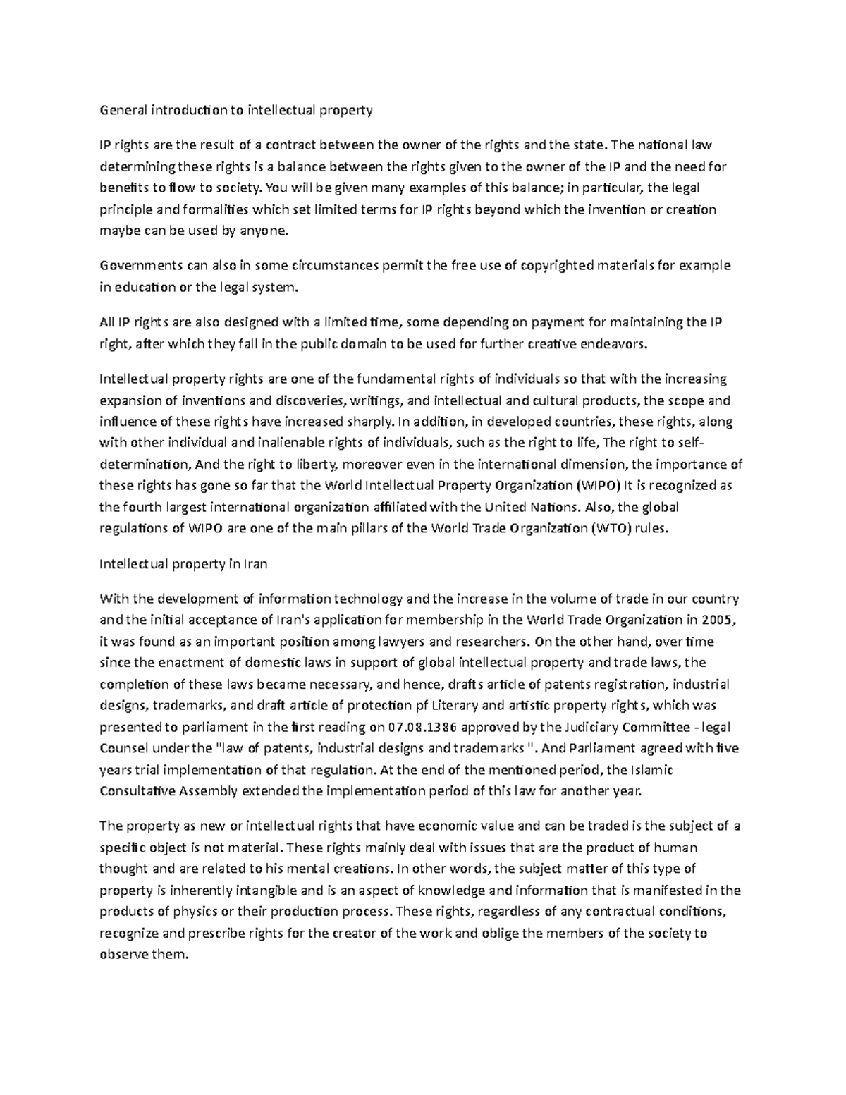 General introduction to intellectual property - The national law ...