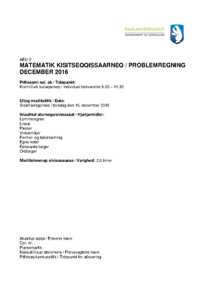 FP9, 3. MAJ 2022, Matematik - Kommune Klasse: 9 Fag: Matematik UNI ...