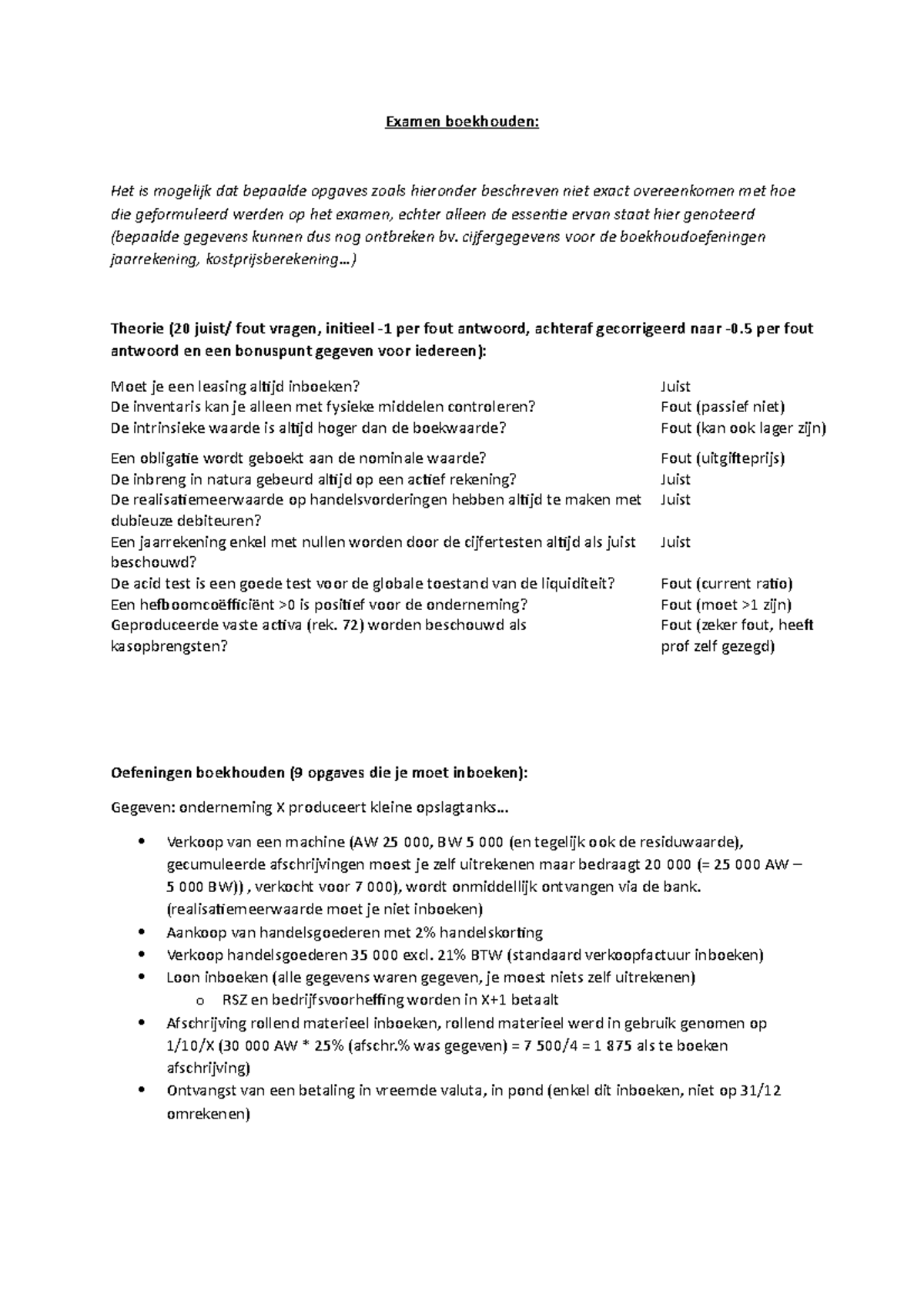 Examen Boekhouden Januari 2020-2021 - Examen Boekhouden: Het Is ...