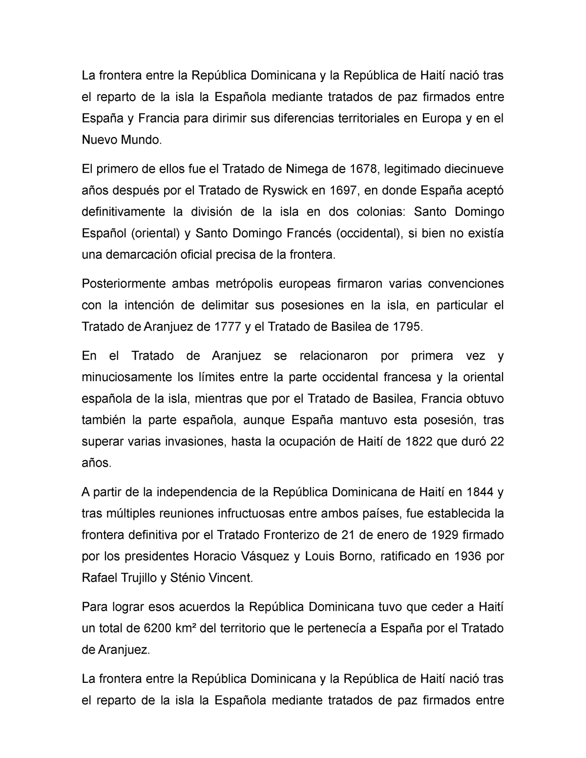 Historia De La Frontera Dominico Haitiana La Frontera Entre La República Dominicana Y La 1542