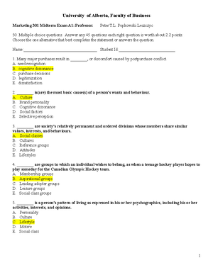 Midterm exam 2 2015, questions and answers - University of Alberta ...