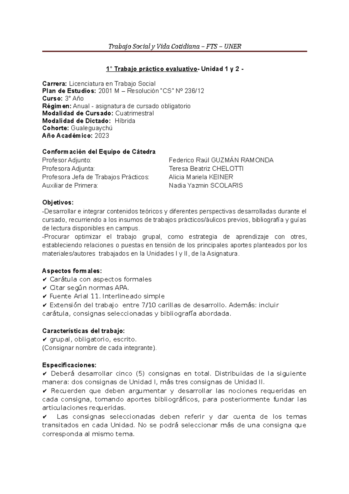Propuesta 1° Trabajo Practico Evaluativo -Unidad 1y2 GCHU - Trabajo ...