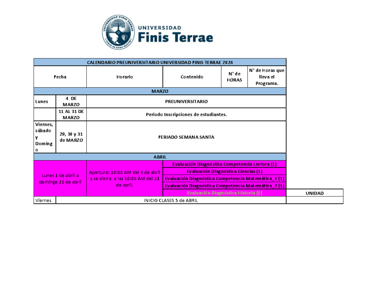 Calendario Preu Historia 2024 UFT.pdf OK CALENDARIO PREUNIVERSITARIO