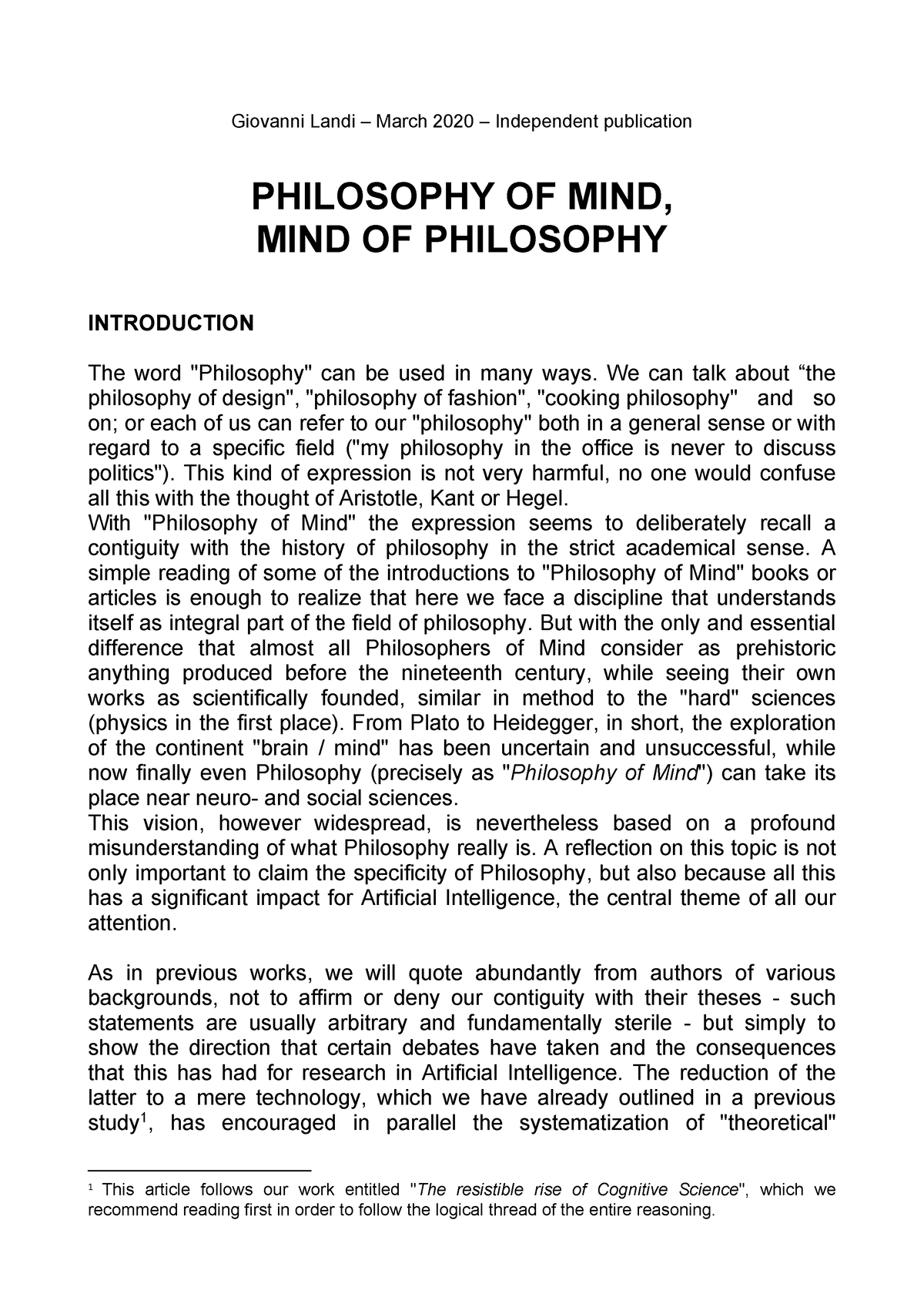 philosophy of mind dissertation ideas