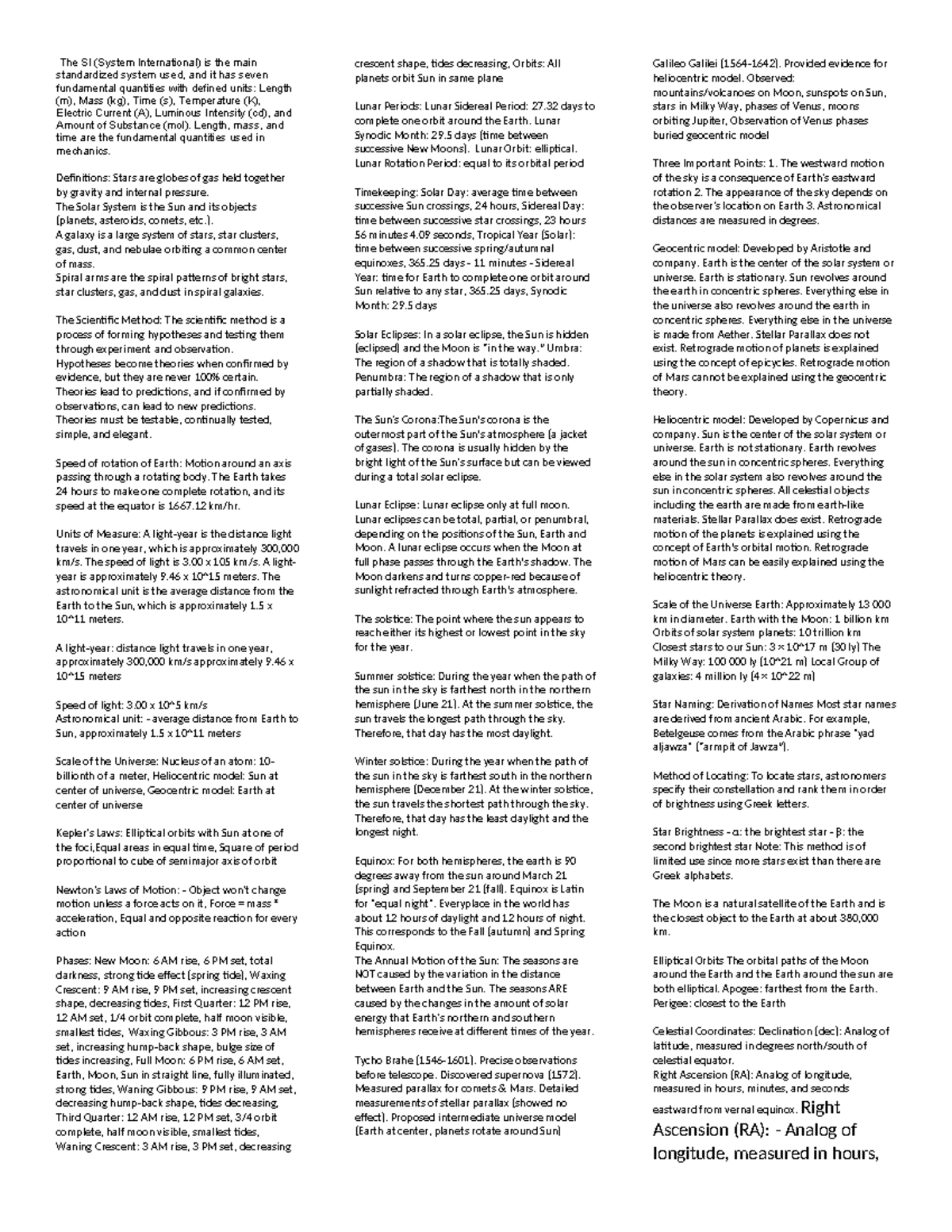 AS101 Cheat sheet - The SI (System International) is the main ...