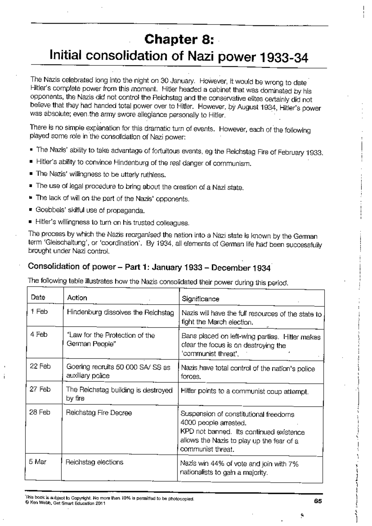 Initial consolidation of Nazi power 1933-34 - Studocu