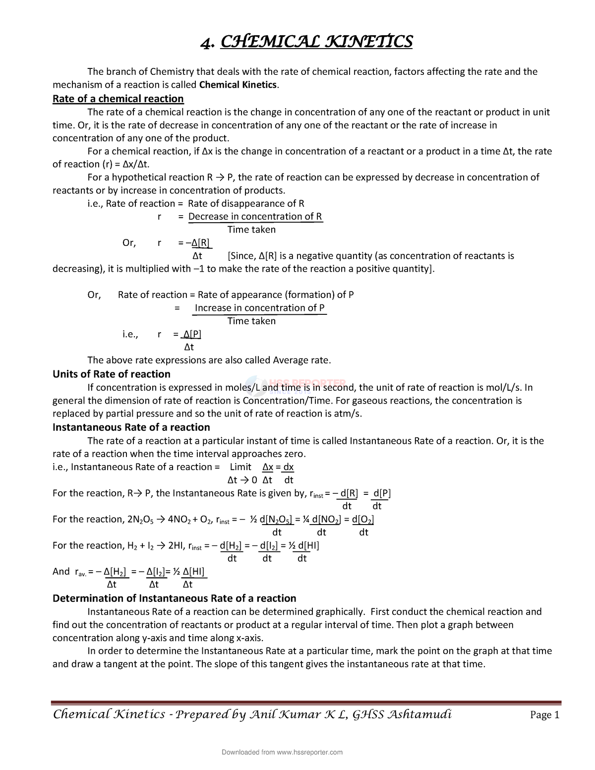 4. Chemical Kinetics - CHEMICAL KINETICS The Branch Of Chemistry That ...