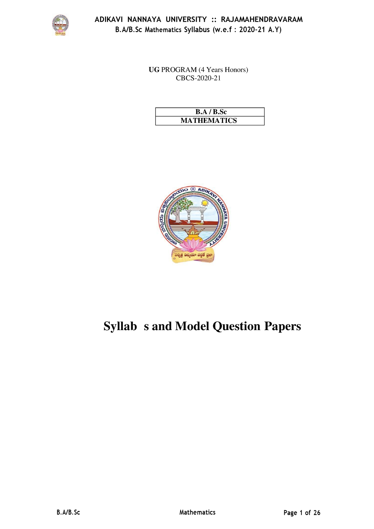 B A- B.Sc Mathematics 21-09-2022 - B.A/B Mathematics Syllabus (w.e ...