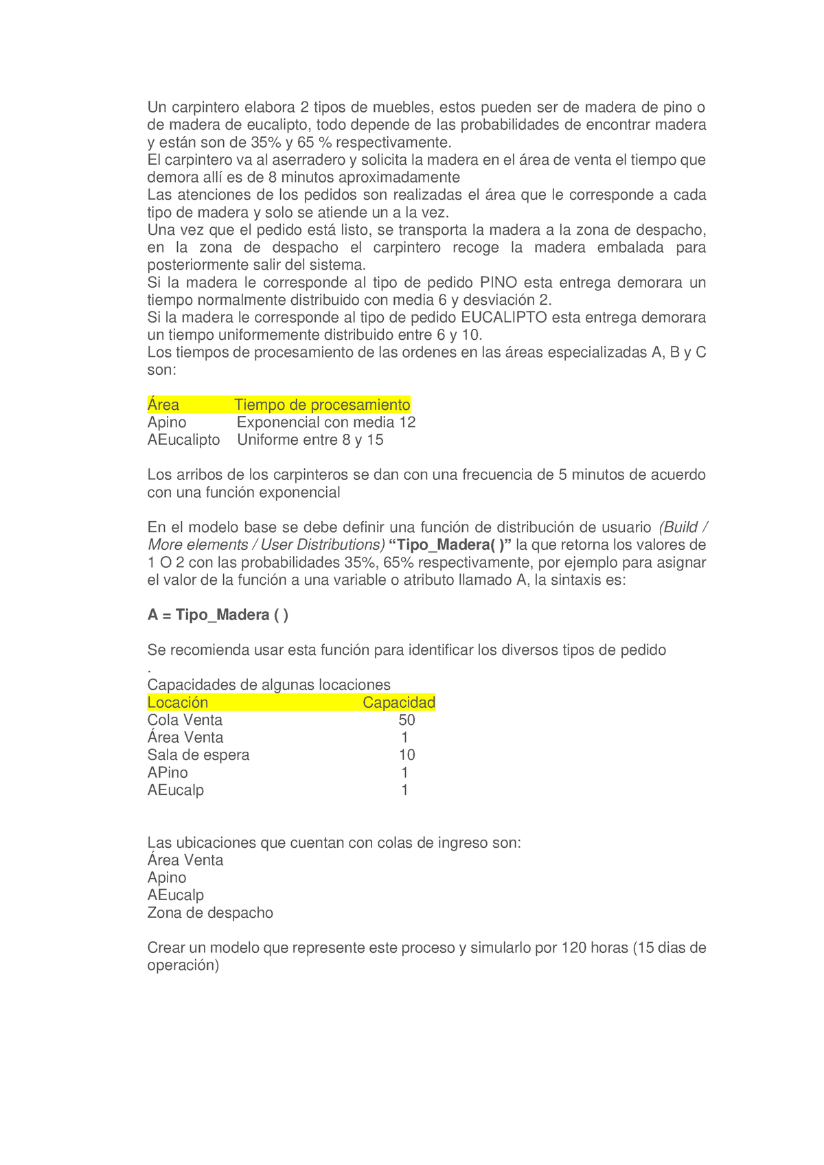 Caso ejemplo semana 10 - efrg - Un carpintero elabora 2 tipos de ...