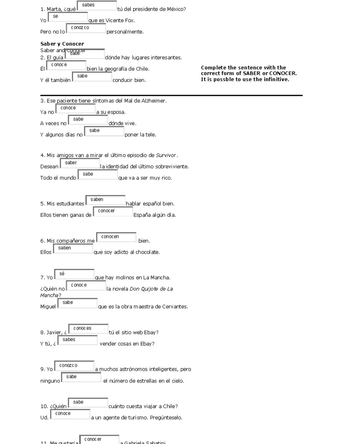 5.02a Saber y Conocer y El Preterito Quizzz - Saber y Conocer Saber and ...