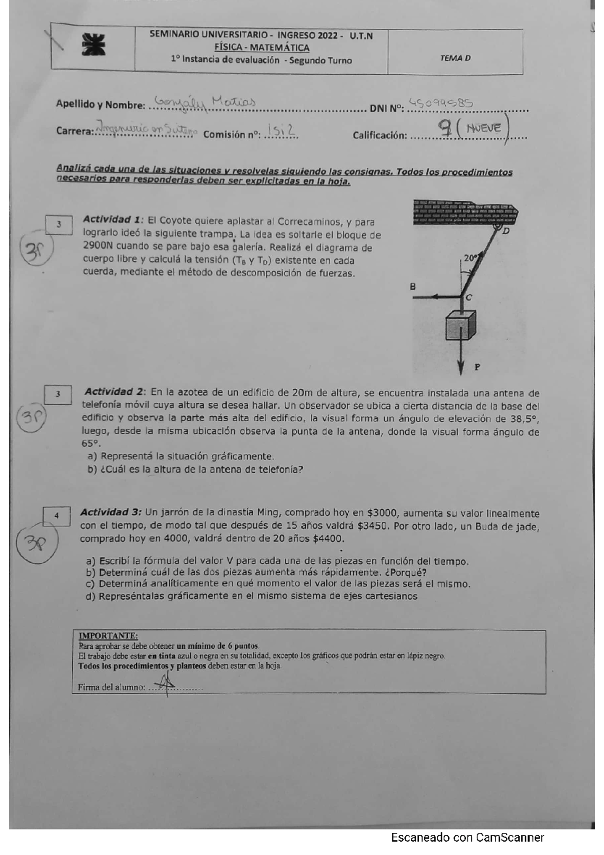 TEMA D - Primer Parcial Del Ingreso A Utn Resistencia Fila D - Ingreso ...