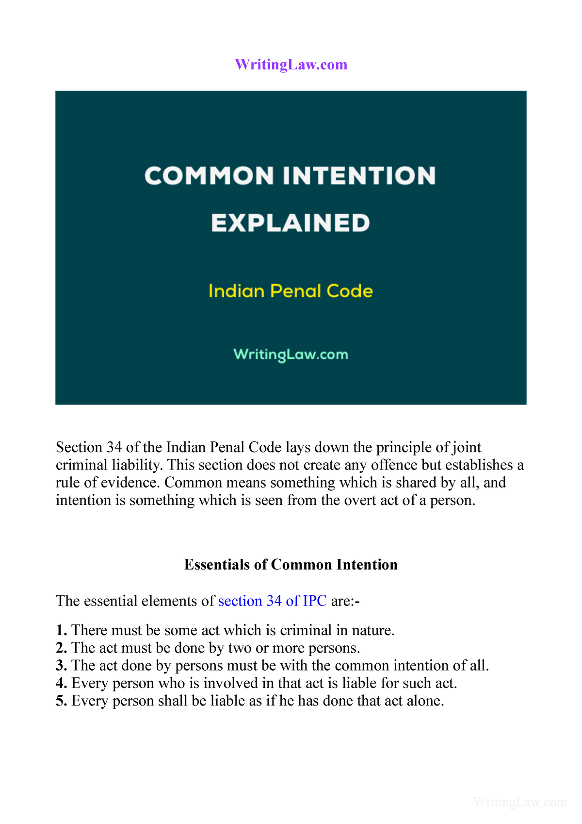 Explain Common Intention