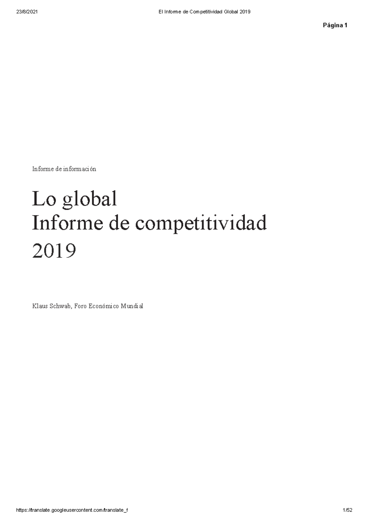 El Informe de Competitividad Global Mundial del año 2019 - Página 1 ...