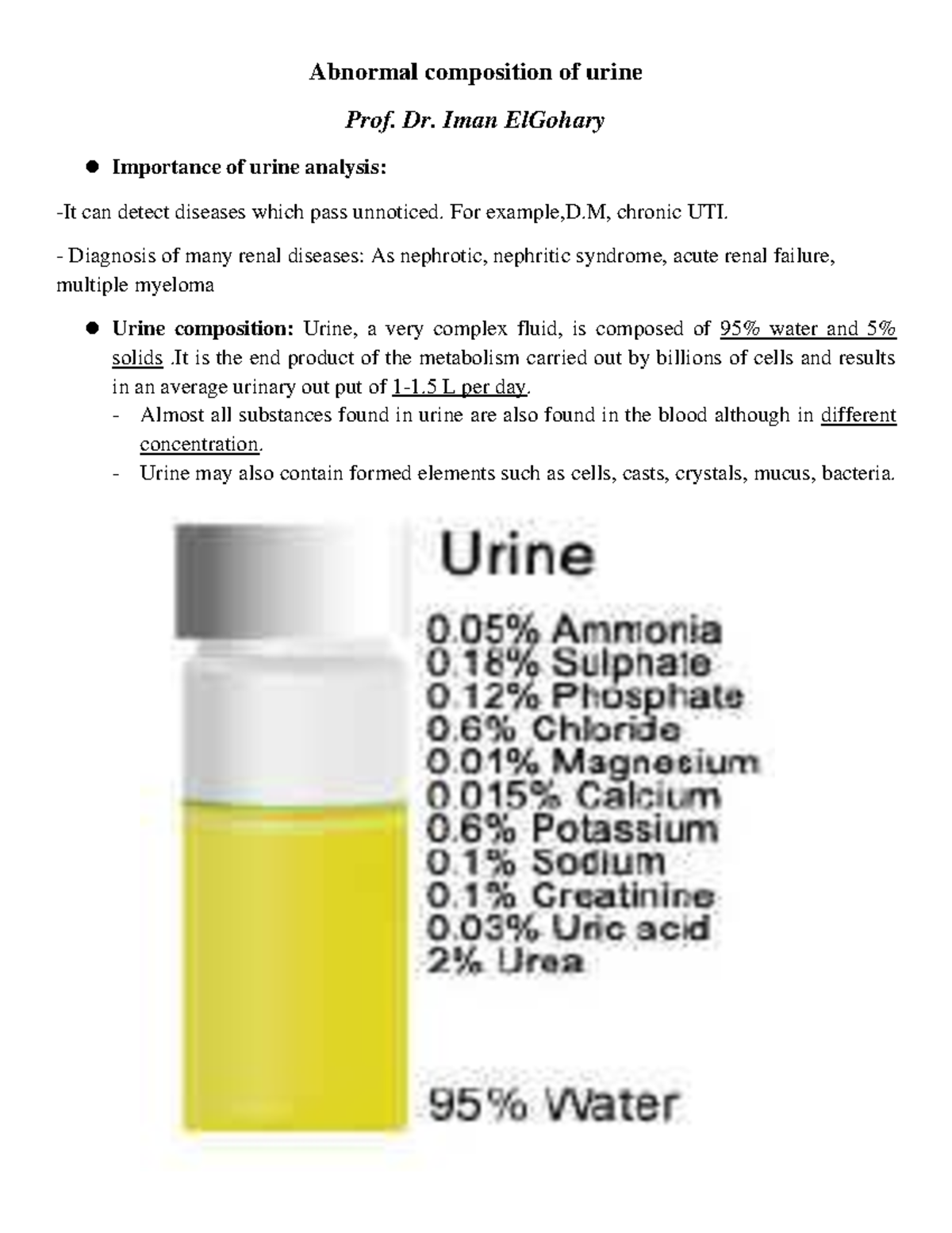 Urine Analysis - Physiology - Abnormal composition of urine Prof. Dr ...