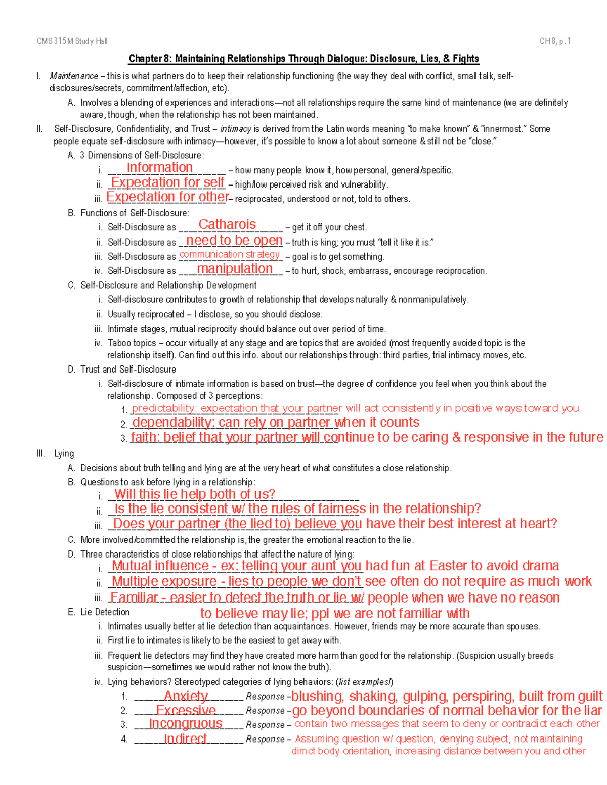 Chapter 8 Final Notes - CMS 315M Study Hall CH 8, p. 1 Chapter 8 ...
