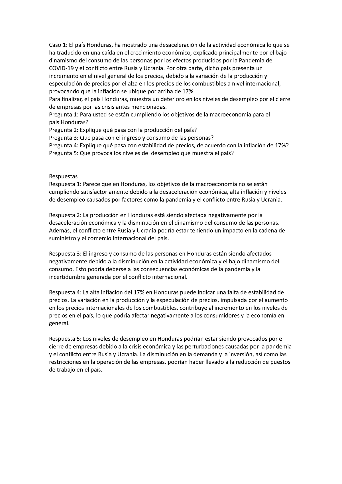 Caso Práctico 1 Caso 1 Parctico Caso 1 El País Honduras Ha Mostrado Una Desaceleración De 1484