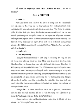 15. Cảm Nhận Đoạn Trích Khi Chí Phèo Mở Mặt... Đói Rét Và Ốm Đau - Đề Bài:  Cảm Nhận Đoạn Trích: - Studocu